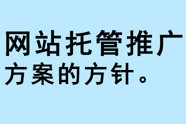 網站托管推廣方案的方針